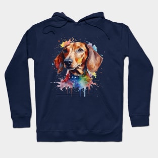 Bright Daschund Watercolor Painting Hoodie